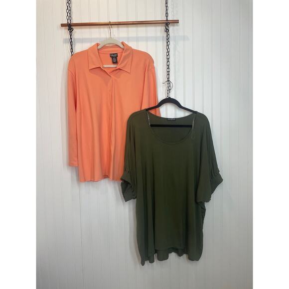 NWT Rafaella Women’s Mango Long Sleeve Shirt & High Low Top Bundle Plus Size 3X - Picture 1 of 8
